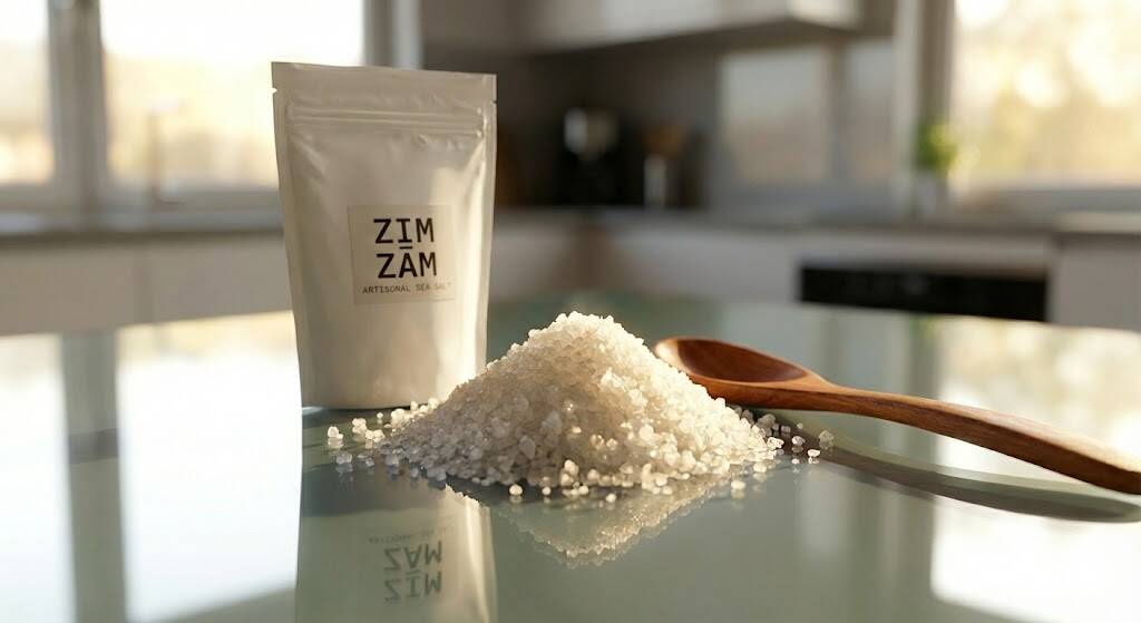 Zim Zam Premium Mineral Mix bag with mineral salt and wooden scoop